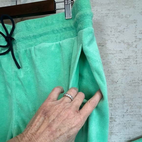 Fabletics Island Terry Cloth Mint Green Shirt Shorts Set Sz XL Pockets Vacation - Picture 7 of 16